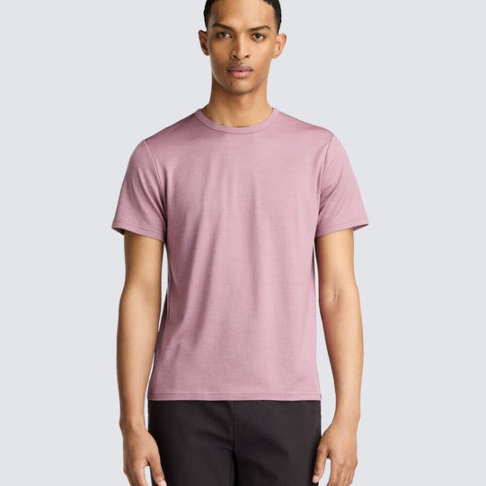 Unbound Merino Men's Merino Crew Neck T-Shirt - Berry Small